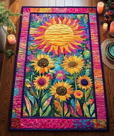 Sunflower Dawn Quilted Table Runner