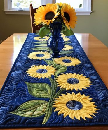 Sunflower Ocean Serenity Quilted Table Runner