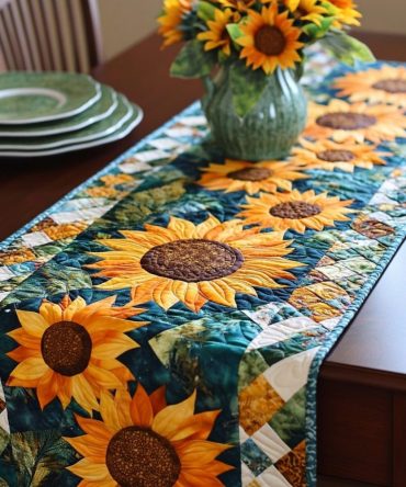 Sunflower Sea Quilted Table Runner