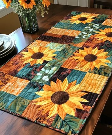 Sunflower Serenade Quilted Table Runner