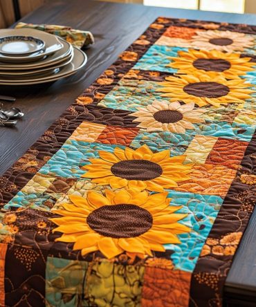Sunflower Serenity Quilted Table Runner