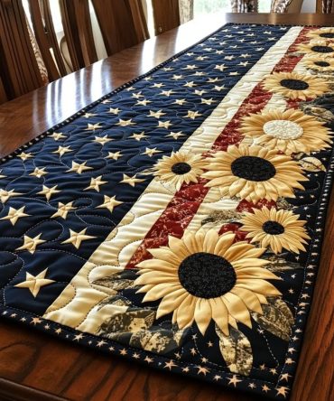 Sunflower Charm Quilted Table Runner