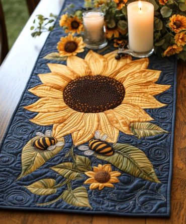 Sunflower Charm Quilted Table Runner