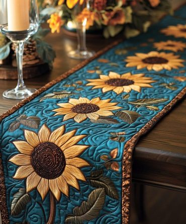 Sunflower Charm Quilted Table Runner