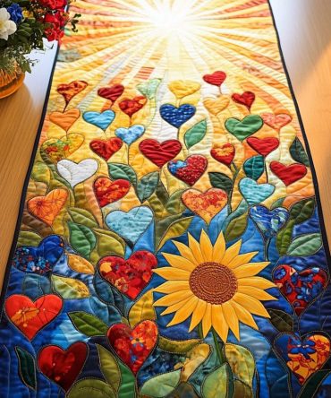 Sunflower Charm Quilted Table Runner