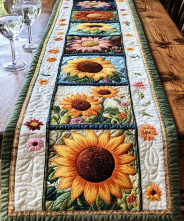 Sunflower Fields Quilted Table Runner