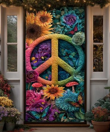 Sunflower Garden Peace Quilted Door Cover