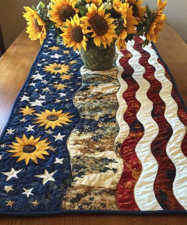 Sunflower Glory Quilted Table Runner