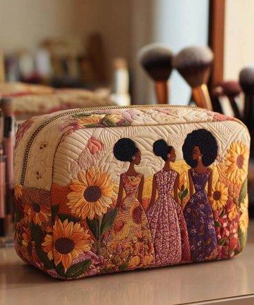 Sunflower Glow Quilted Makeup Bag