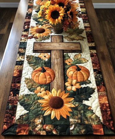 Sunflower Grace Quilted Table Runner