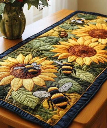 Sunflower Harmony Quilted Table Runner