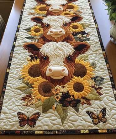 Sunflower Highland Quilted Table Runner