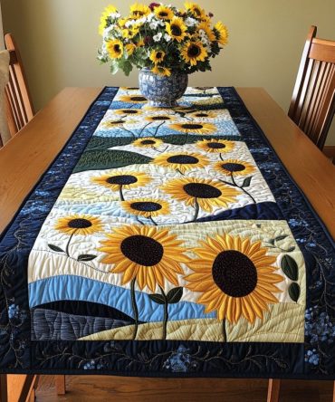 Sunflower Rise Trail Quilted Table Runner