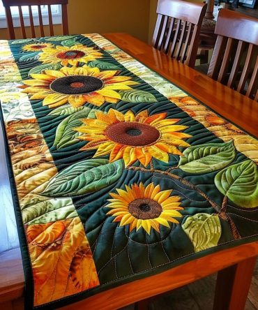 Sunflowers Garden Quilted Table Runner