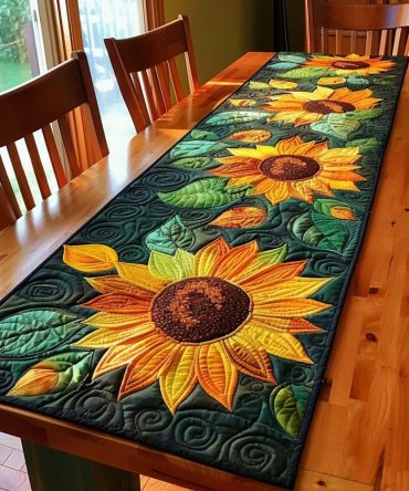 Sunflowers Garden Quilted Table Runner
