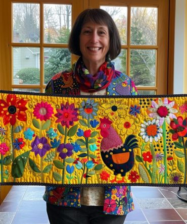 Sunlit Bloom Chicken Quilted Table Runner