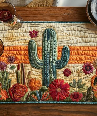 Sunlit Cactus Quilted Table Runner