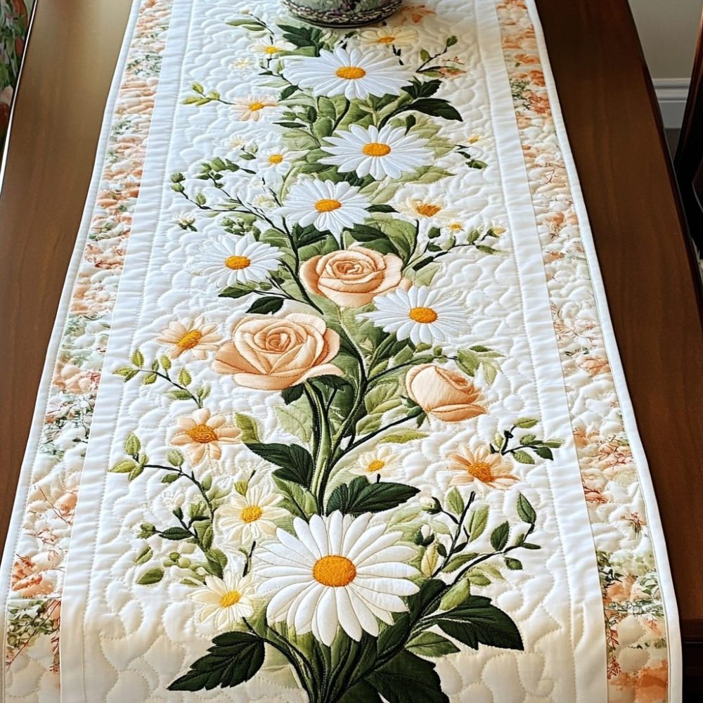 Sunlit Daisies Quilted Table Runner