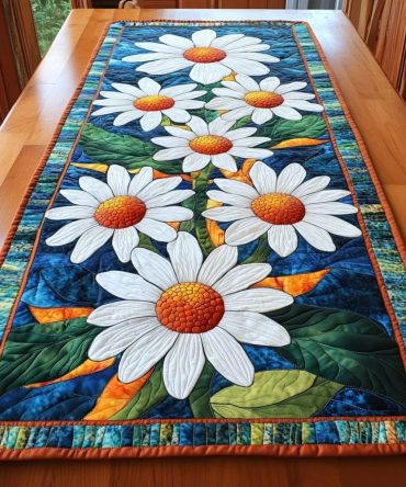 Sunlit Daisy Quilted Table Runner