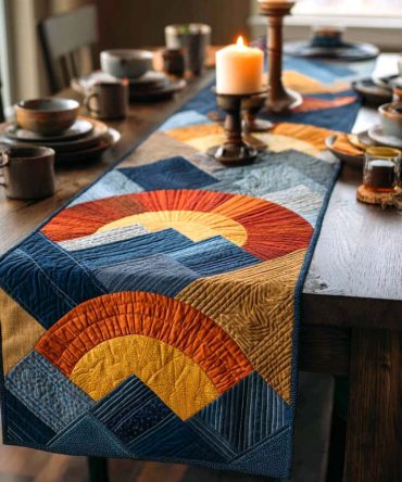 Sunlit Horizon Stripes Quilted Table Runner