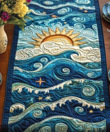 Sunlit Waves Quilted Table Runner