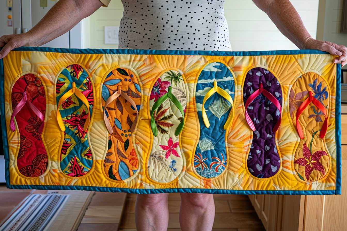 Sunny Flip-Flop Fiesta Quilted Table Runner