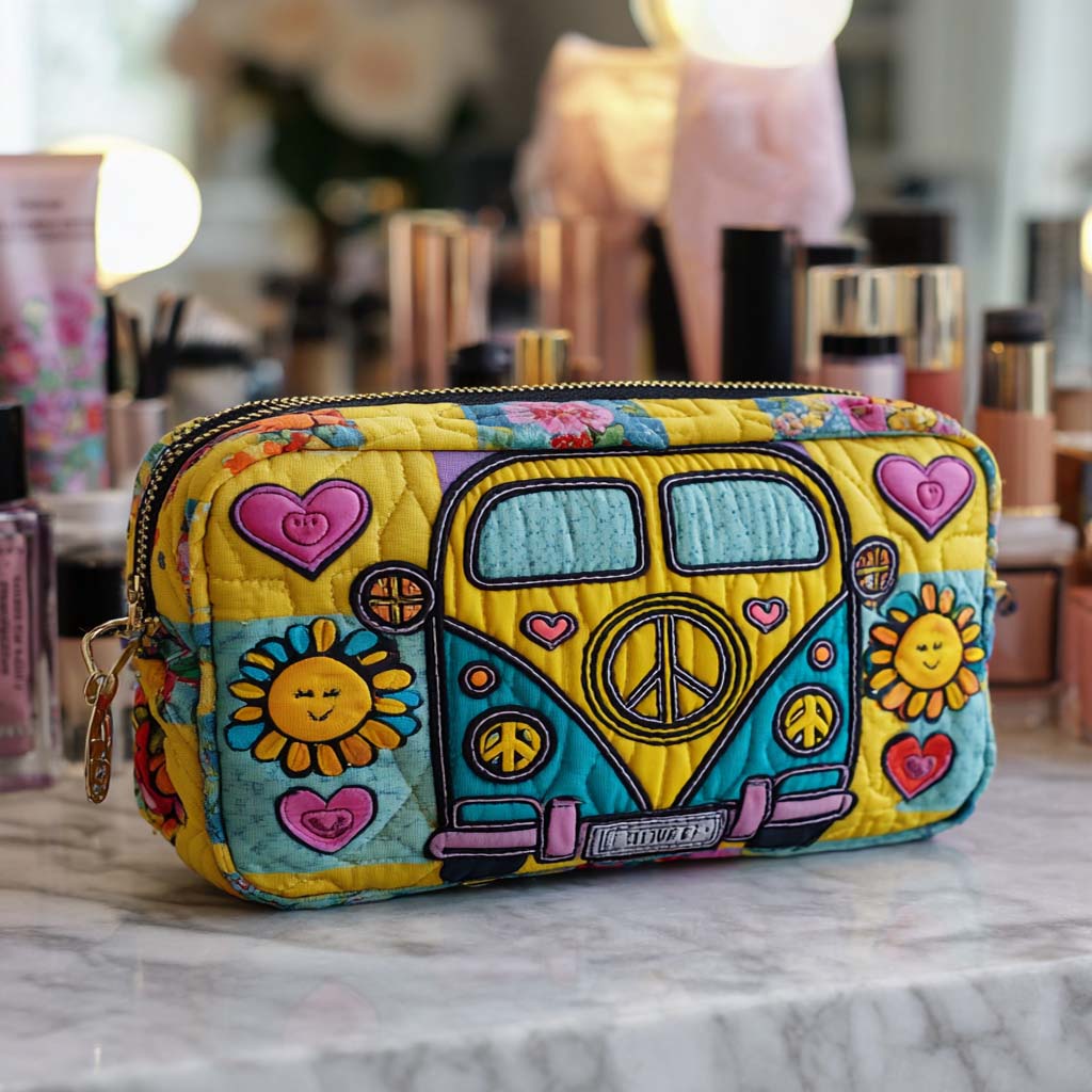 Sunny Bus Vibes Quilted Makeup Bag