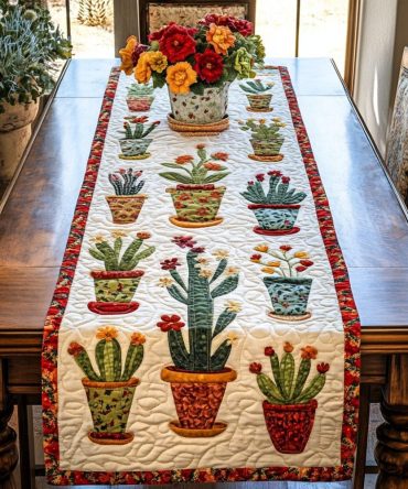 Sunny Cactus Quilted Table Runner