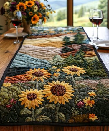 Sunray Garden Quilted Table Runner