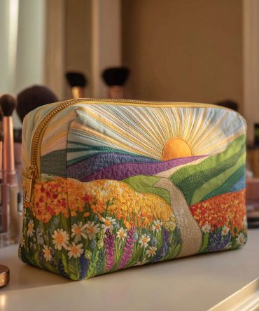 Sunrise Bloom Quilted Makeup Bag