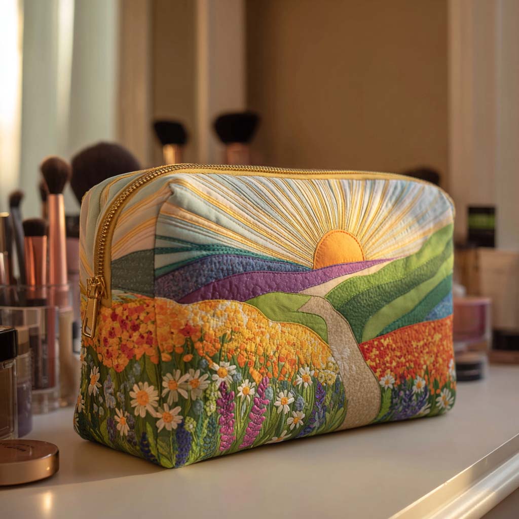Sunrise Bloom Quilted Makeup Bag