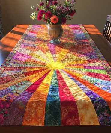 Sunrise Bloom Quilted Table Runner