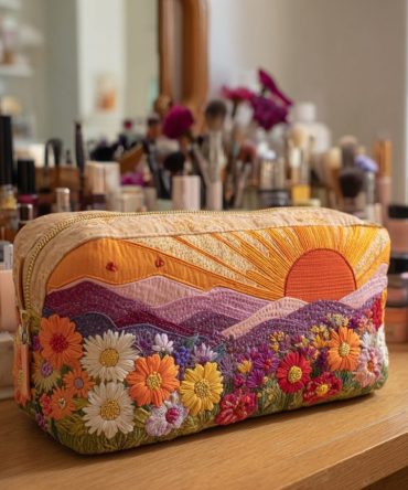 Sunrise Glow Quilted Makeup Bag