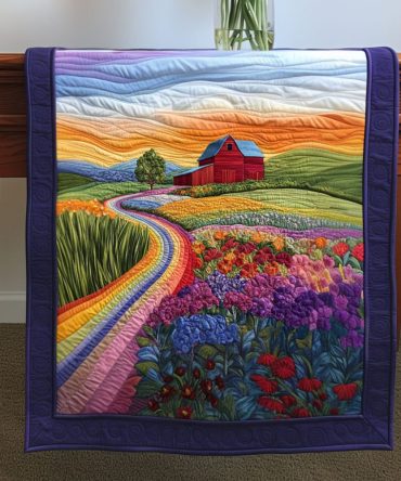 Sunset Barn Path Quilted Table Runner
