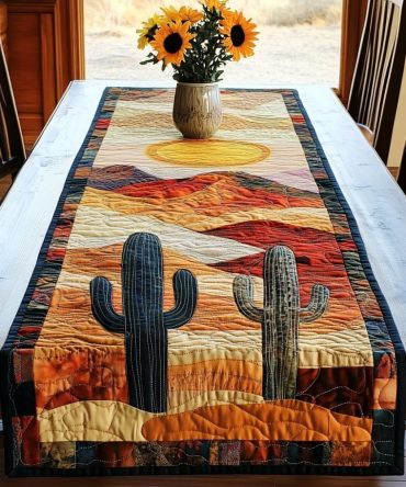 Sunset Cactus Quilted Table Runner