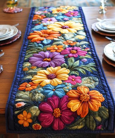 Sunset Daisy Glow Quilted Table Runner