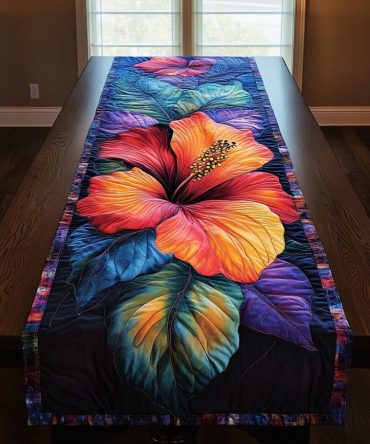Sunset Hibiscus Quilted Table Runner