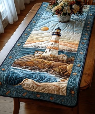 Sunset Lighthouse Quilted Table Runner