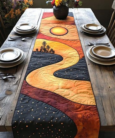Sunset Valley Path Quilted Table Runner