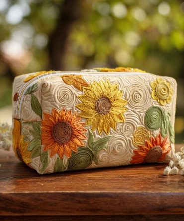 Sunshine Bloom Quilted Makeup Bag