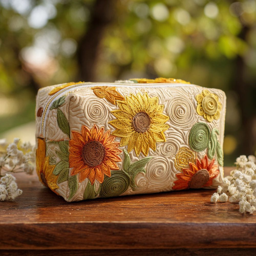 Sunshine Bloom Quilted Makeup Bag