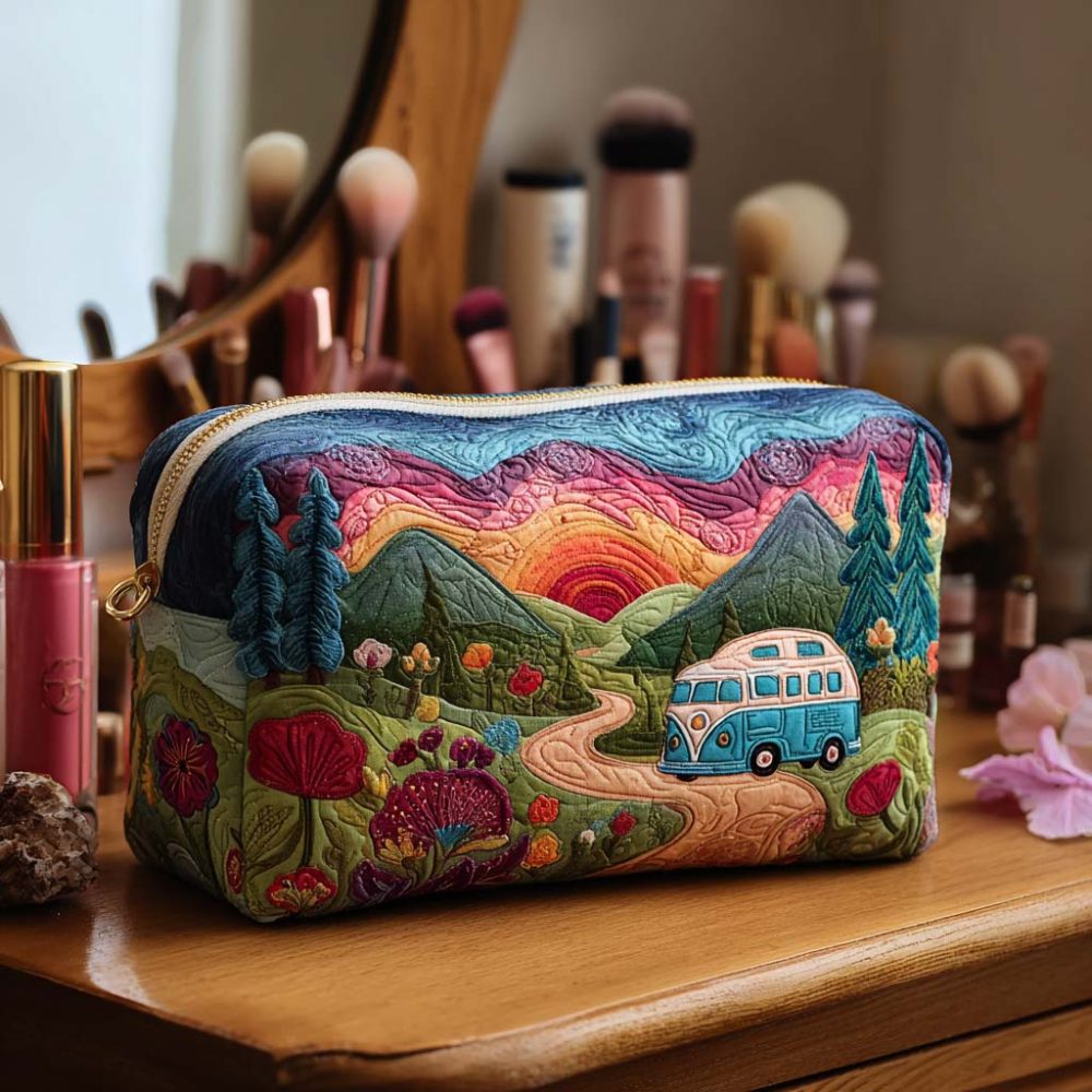 Sunshine Camper Chic Quilted Makeup Bag