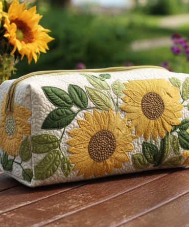 Sunshine Petals Quilted Makeup Bag