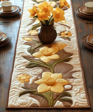 Sunshine Petals Quilted Table Runner