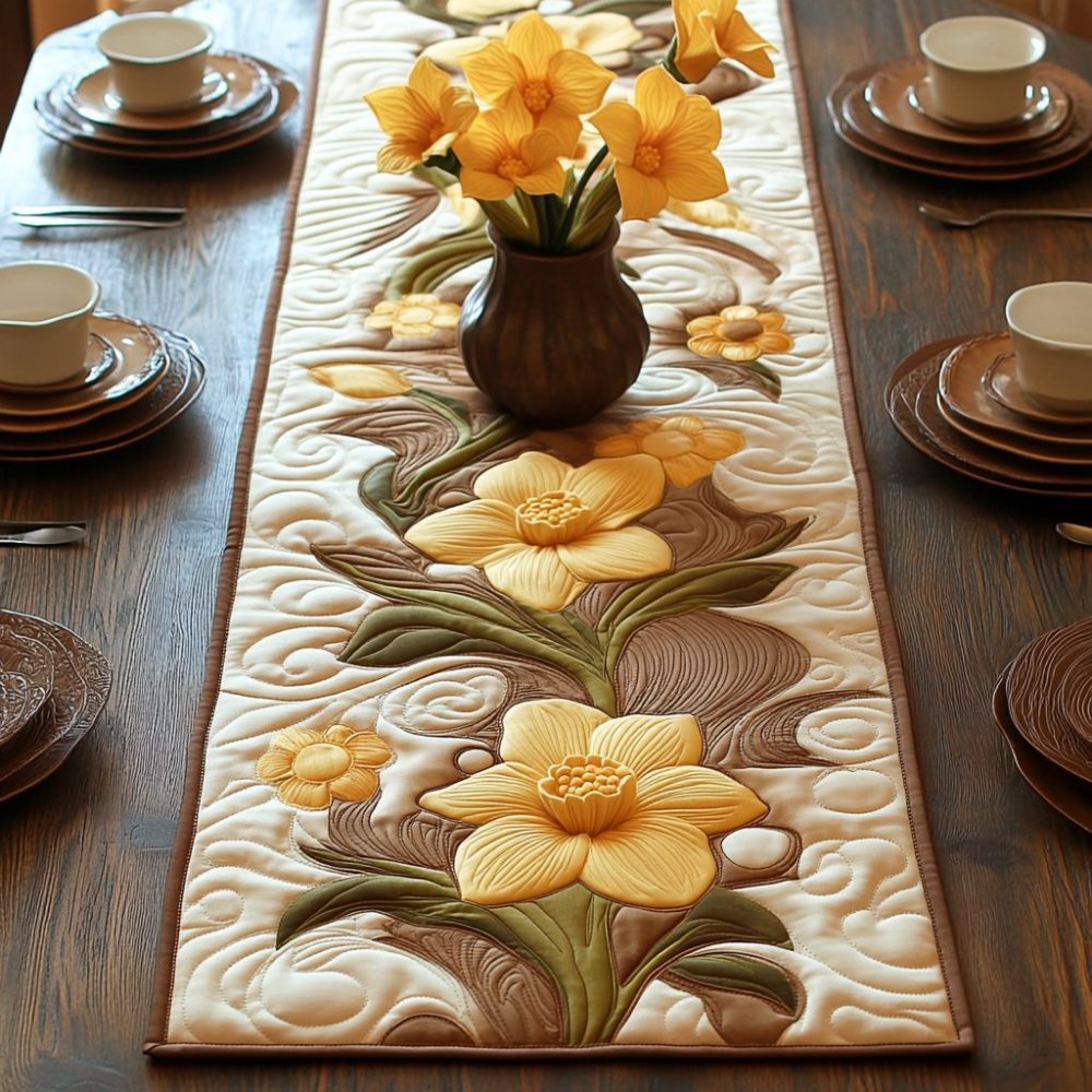 Sunshine Petals Quilted Table Runner