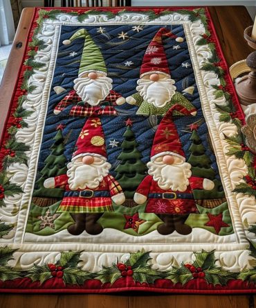 Sweet Gnome Quilted Table Runner