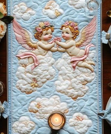 Sweet Cherubs Quilted Table Runner