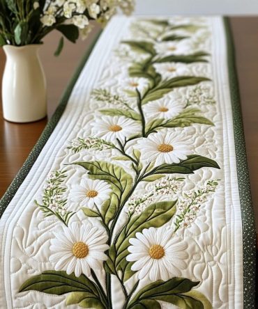 Sweet Daisy Quilted Table Runner