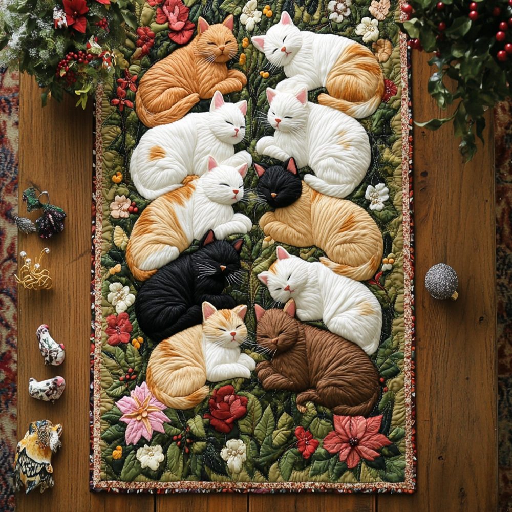 Sweet Dreams Of Whiskers Quilted Table Runner