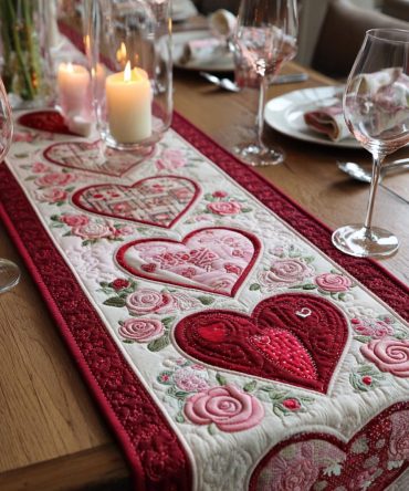 Sweet Hearts Quilted Table Runner